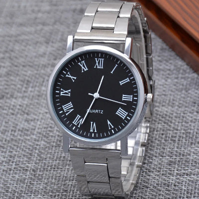 Reloj de cuarzo informal para hombre, pulsera de acero, elegante, plateado, estilo atmósfera