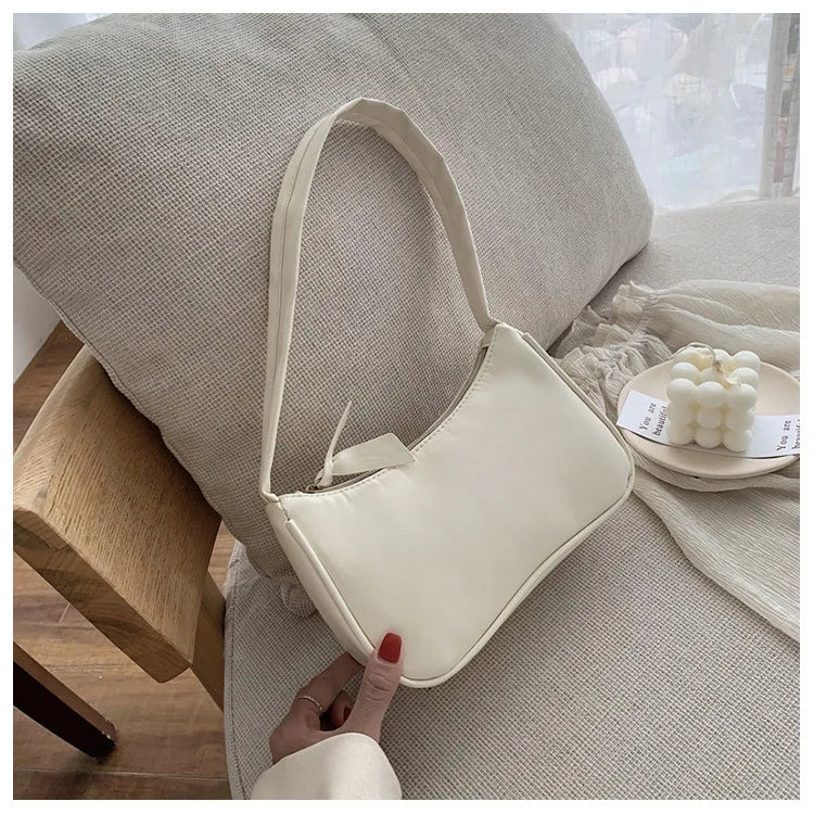 Bolso retro con lazo para mujer, bolso baguette de piel sintética, bolso de hombro estilo occidental, bolso de hombro con protección contra la humedad en las axilas.