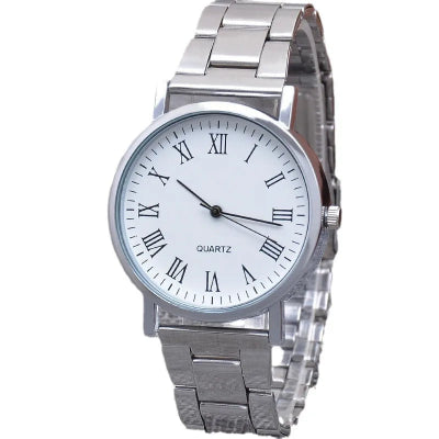 Reloj de cuarzo informal para hombre, pulsera de acero, elegante, plateado, estilo atmósfera