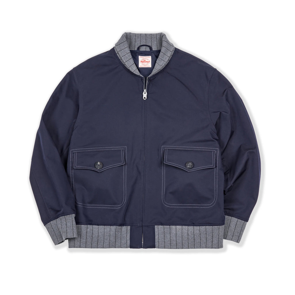 Chaqueta corta de vuelo Maden Retro A1 azul con empalme de color en contraste, abrigo uniforme para hombre, primavera y otoño