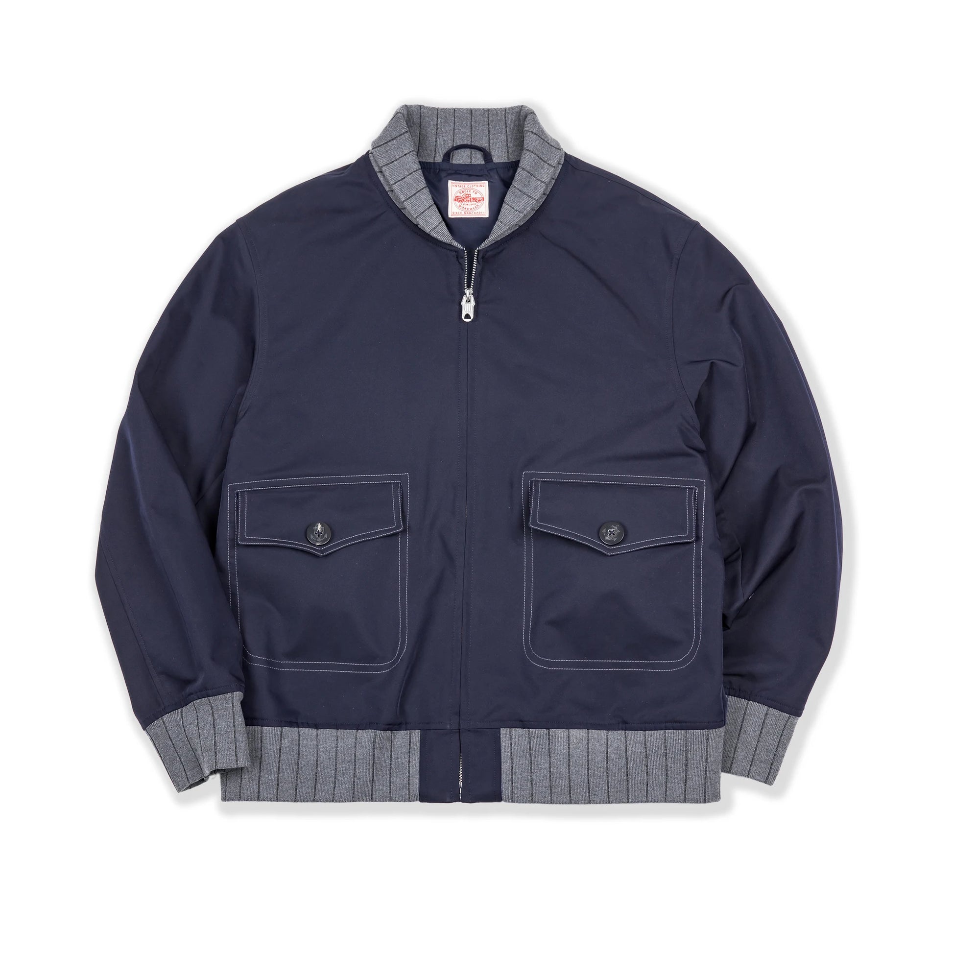Chaqueta corta de vuelo Maden Retro A1 azul con empalme de color en contraste, abrigo uniforme para hombre, primavera y otoño